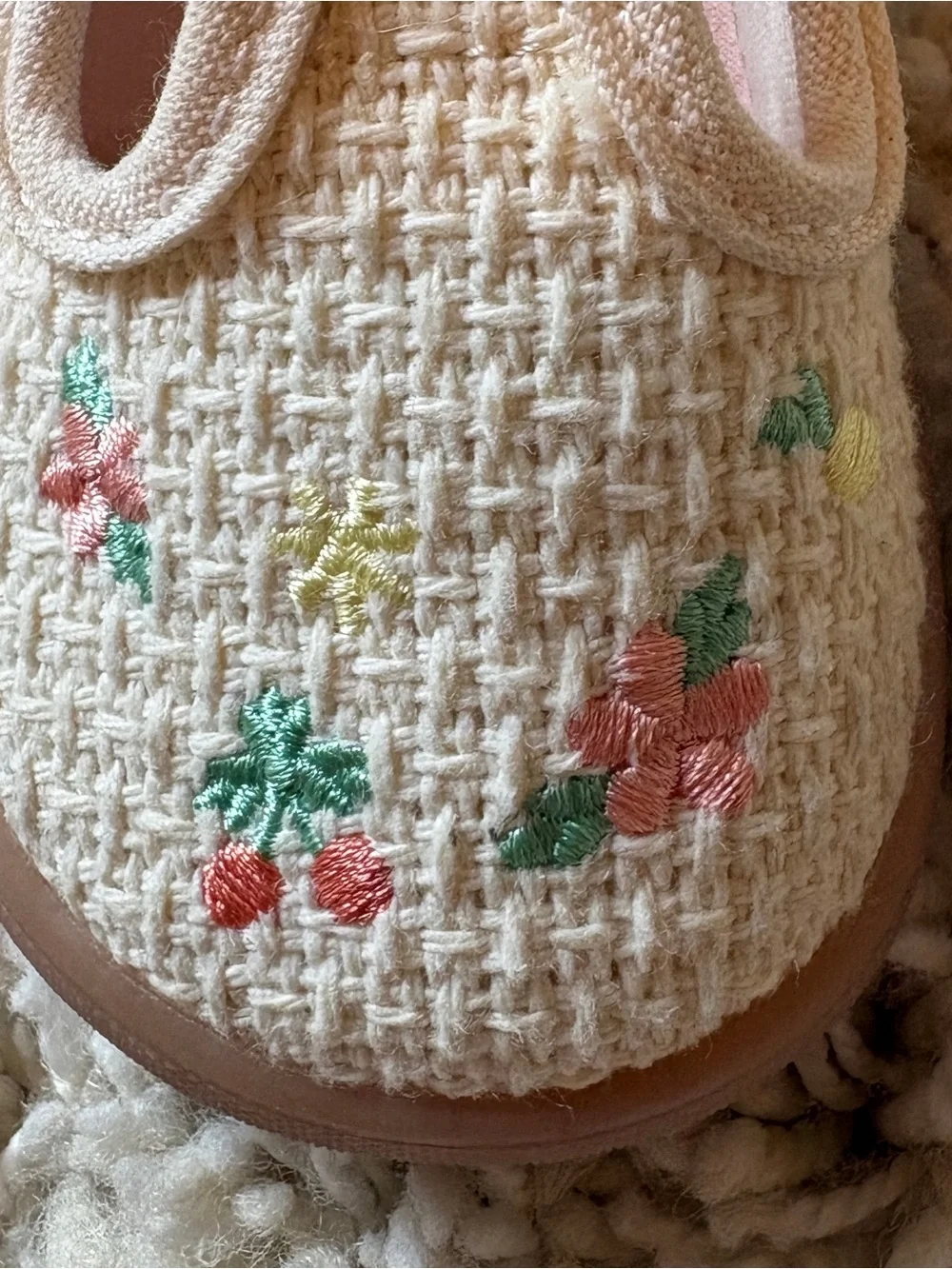 Carter’s Toddler Girls Floral Mary Jane Shoes Cream Embroidered Size 5